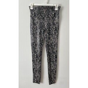 Spanx Leggings Womens Medium Black Snake Skin Faux Leather Shine Full Length
